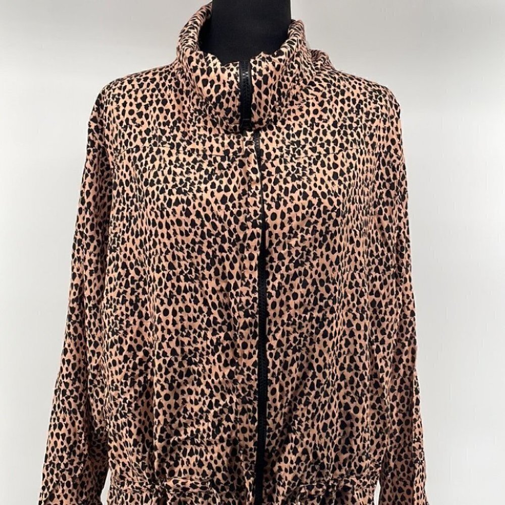 𝅺malai swimwear NWT cheeta zip up jacket cinch waist sz m/l animal print - Picture 3 of 12